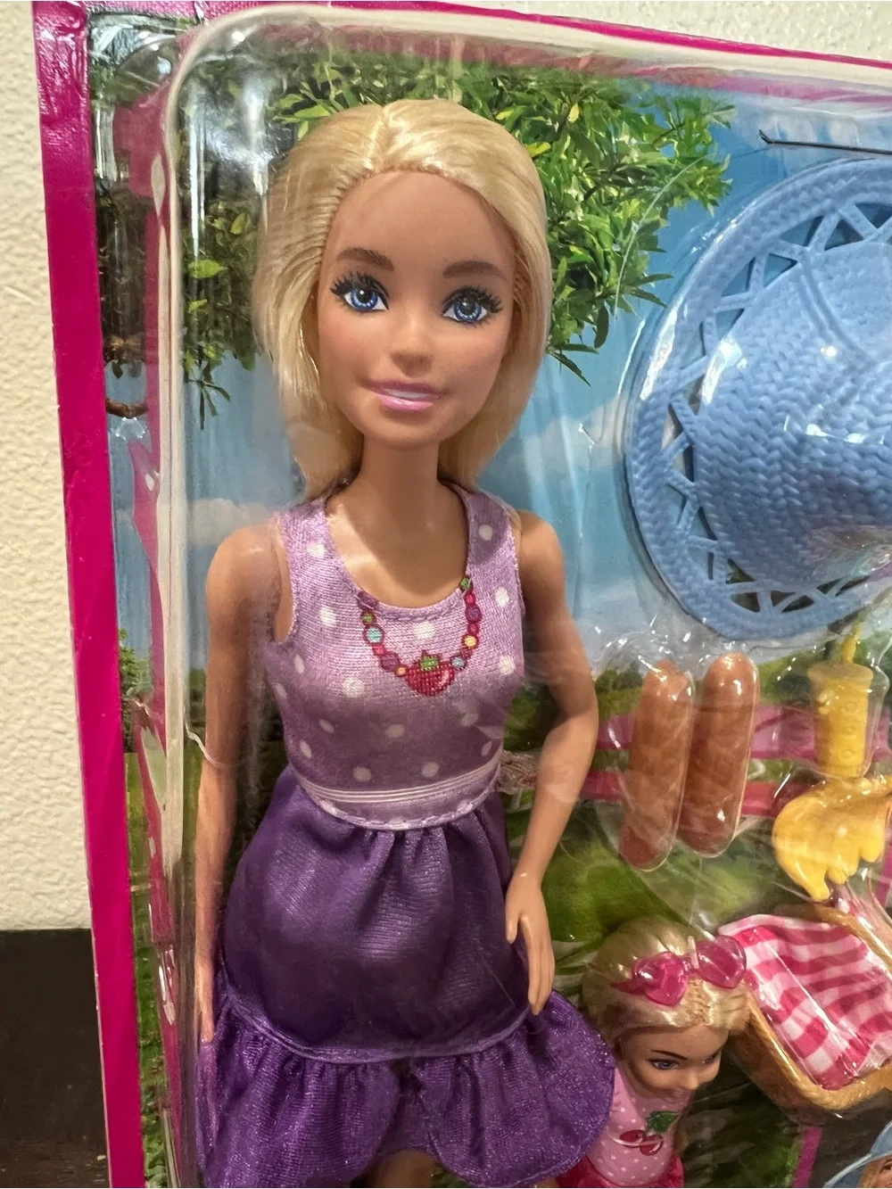 Barbie Club Chelsea Doll with Pink Outfit and Blue Sunhat